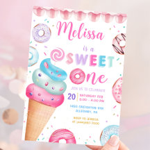Donut Ice Cream Sweet 1:a födelsedagsinbjudan