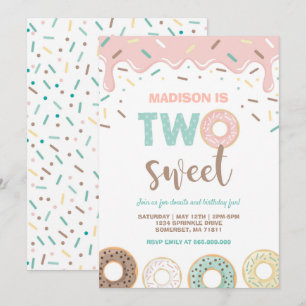 Donut Inbjudan Donut Party Rosa, två svenska födel