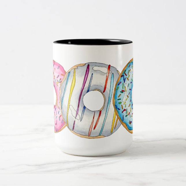 Donut Influencer Coffee Mugg Watercolor Illustrati (Center)