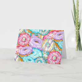 Donut Influencer med lager vattenfärgsmönster Donu Tack Kort