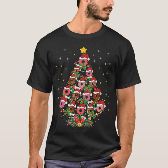 Donut Julgran Santa Donuts Fast Food Julafton T Shirt (Framsida)