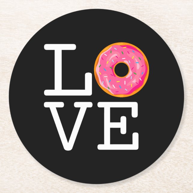 Donut Kärlek Underlägg Papper Rund (Framsidan)