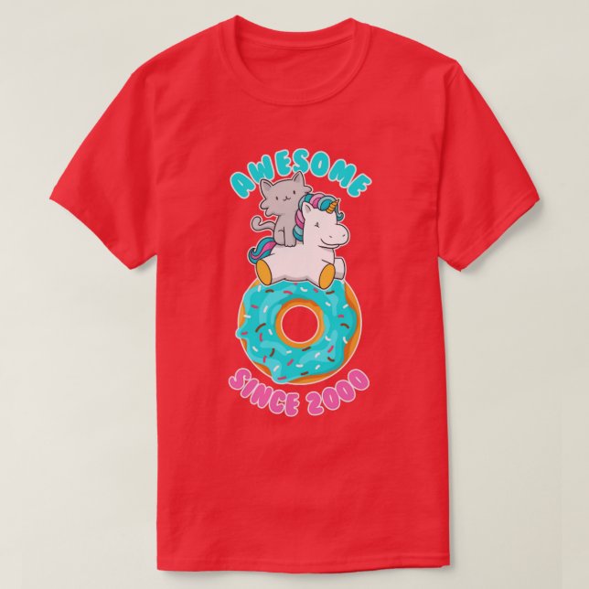Donut Kitten Unicorn Fantastisk sedan 2000 T Shirt (Design framsida)