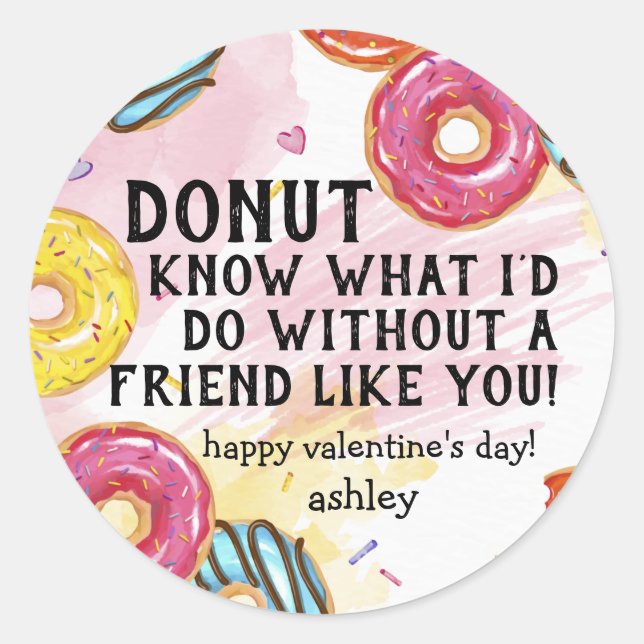 Donut Know Valentine Sticker Runt Klistermärke (Framsida)