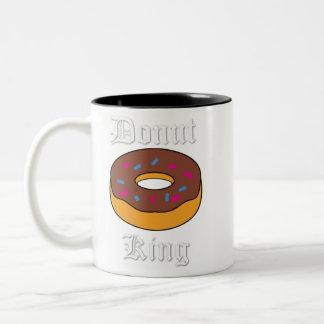 Donut Kung Mugg, Roligt Illustration, Breakfast Två-Tonad Mugg