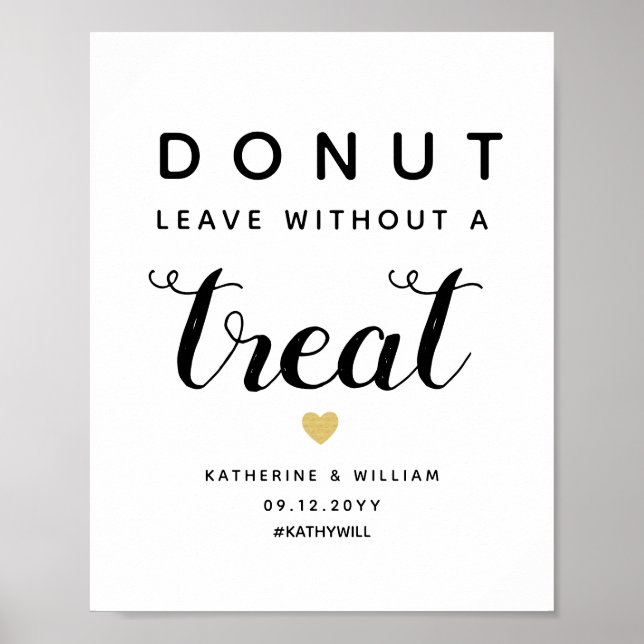 Donut-Lämna utan Treat Bröllop Snack-tecken Poster (Framsidan)