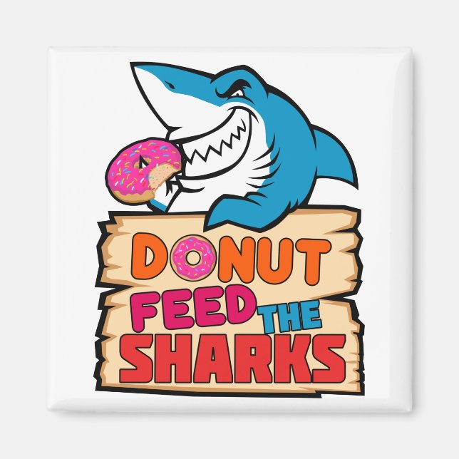 Donut Matar Sharks Funny Shark Älskare Magnet (Framsidan)