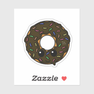 Donut med Chocolate Frosting och Sprinkles Klistermärken