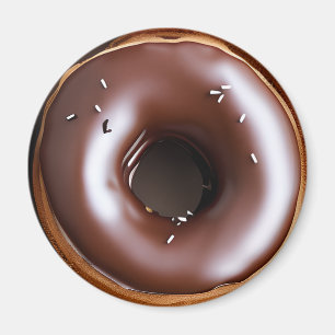 Donut med Chocolate Frosting och White Sprinkles Magnet