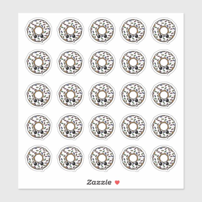 Donut med Frosting och Sprinkles Klistermärken (Ark)