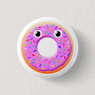 Donut med Öga och Sprinkles Teckning Knapp