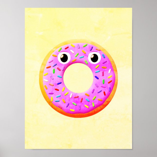 Donut med Öga och Sprinkles Teckning Poster (Framsidan)