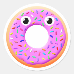 Donut med Öga och Sprinkles Teckning Runt Klistermärke