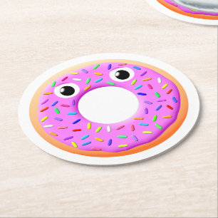 Donut med Öga och Sprinkles Teckning Underlägg Papper Rund
