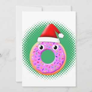 Donut med Ögon och Sprinkles Santas Hat Teckning Julkort