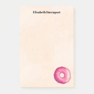 Donut med Personligen Rosa Frosting & Sprinkles Post-it Block