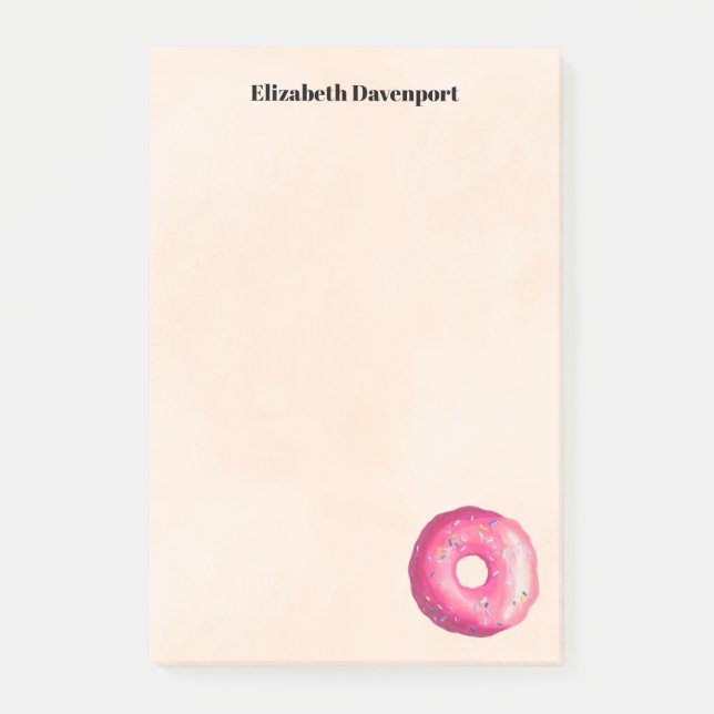 Donut med Personligen Rosa Frosting & Sprinkles Post-it Block (Framsida)