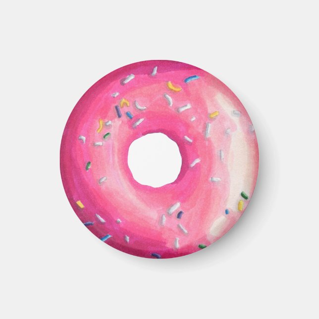 Donut med Rosa frost och sprinkler Magnet (Framsidan)