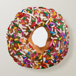 Donut med Sprinkles Rund Kudde
