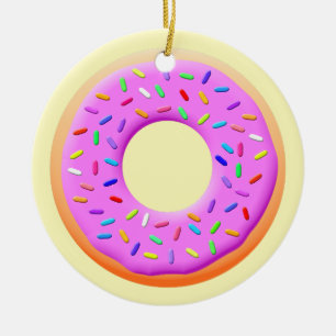 Donut med Sprinkles Teckning Julgransprydnad Keramik