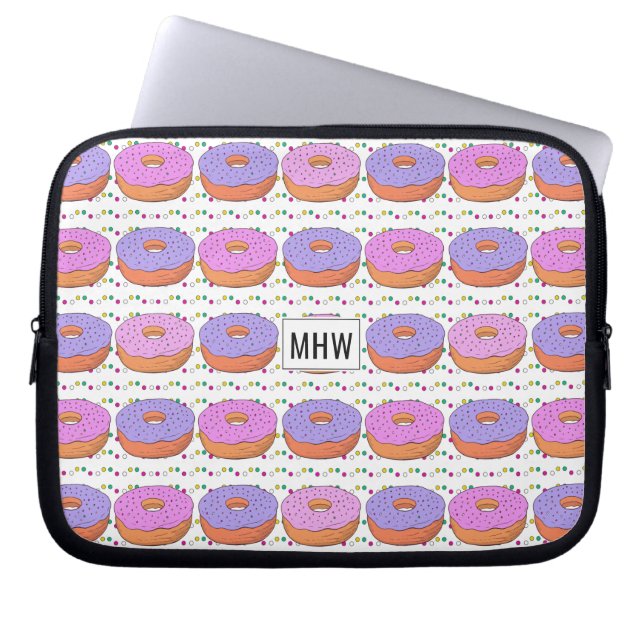 Donut Mönster anpassningsbar monogram laptop sleev Laptop Sleeve (Framsidan)