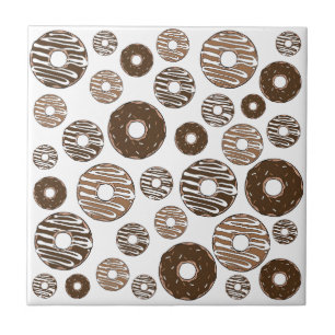 Donut Mönster, Chocolate Donuts, Caramel Donuts Kakelplatta