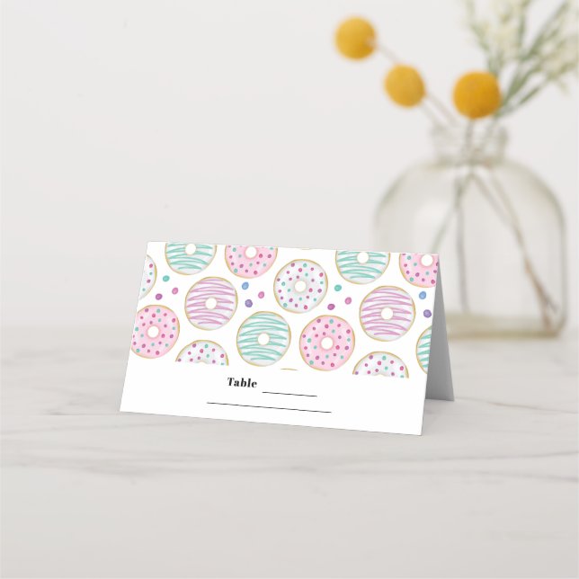 Donut Mönster Cute Colorful Bord Placeringskort (Framsida)