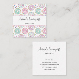 Donut Mönster Cute Colorful Fyrkantigt Visitkort