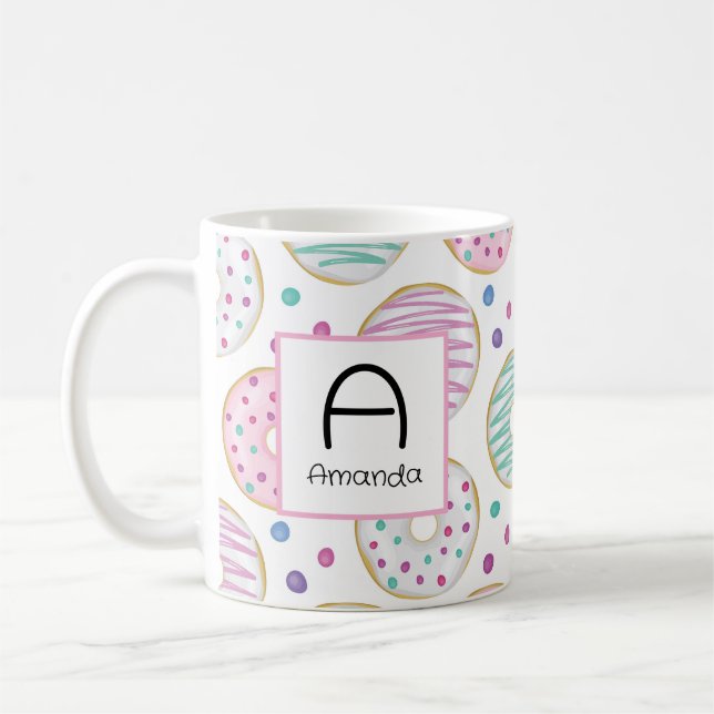 Donut Mönster Cute Colorful Kaffemugg (Vänster)