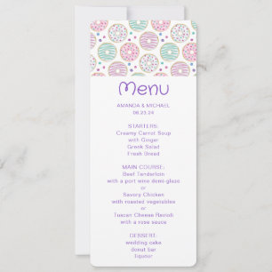Donut Mönster Cute Colorful Menu Inbjudningar