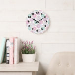 Donut Mönster Cute Colorful Stor Klocka<br><div class="desc">En klok roligt mönster. Illustration av pastellernas rosa och grönt med sprinkler och isbildning.</div>
