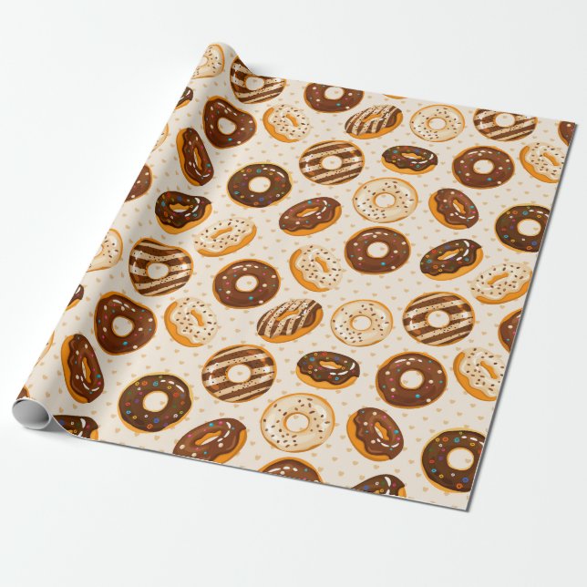 Donut Mönster Wrapping Papper Presentpapper (Utrullad)
