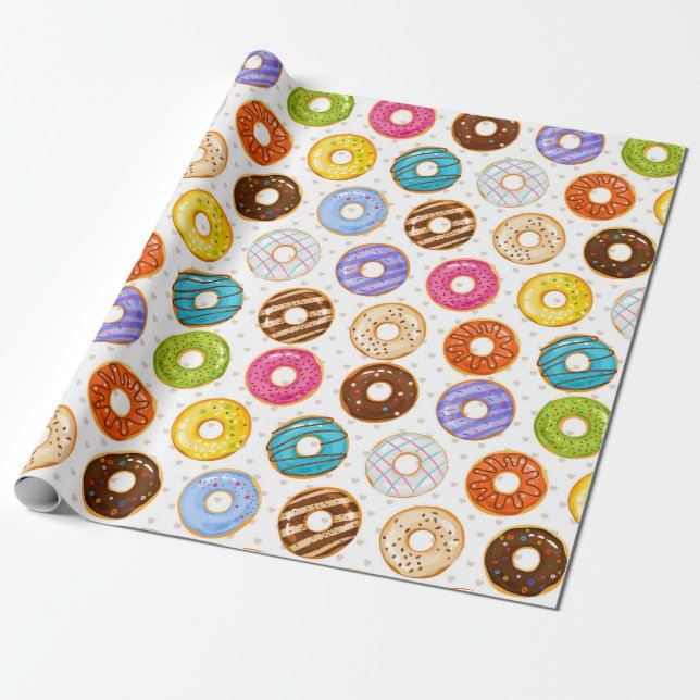 Donut Mönster Wrapping Papper Presentpapper (Utrullad)