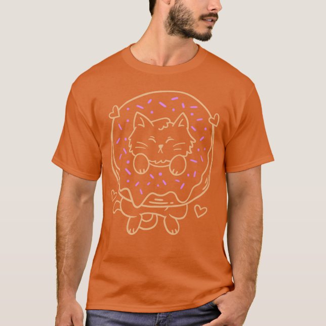 Donut och Cat roligt T Shirt (Framsida)