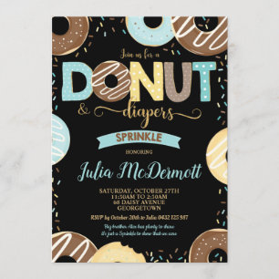 Donut och Diaper Baby Sprinkle Baby Shower Boy Inbjudningar