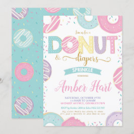 Donut och Diaper Sprinkle Baby Shower Girl Inbjudningar