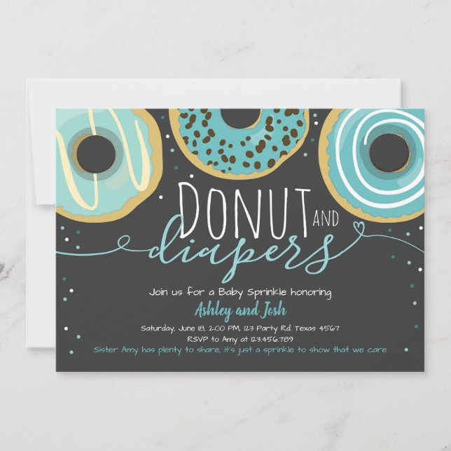 Donut och Diaper Sprinkle Boy Coed Baby Shower Inbjudningar (Framsida)