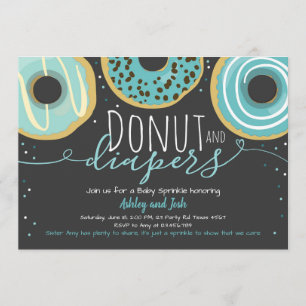 Donut och Diaper Sprinkle Boy Coed Baby Shower Inbjudningar