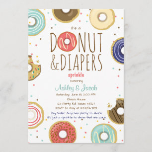 Donut och Diaper Sprinkle-inbjudan Coed-dusch Inbjudningar