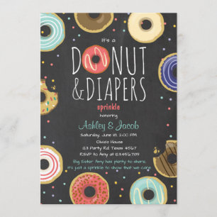 Donut och Diaper Sprinkle-inbjudan Coed-dusch Inbjudningar