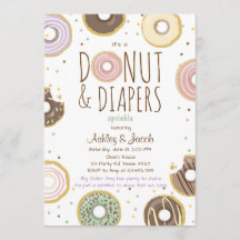 Donut och Diaper Sprinkle inbjudan Girl Coed dusch