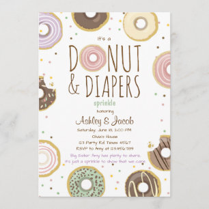 Donut och Diaper Sprinkle inbjudan Girl Coed dusch