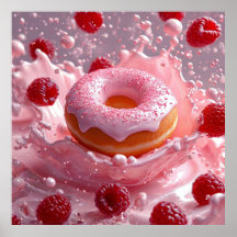 Donut och färska hallon