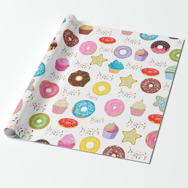 Donut och Muffinsar Presentpapper (Utrullad)