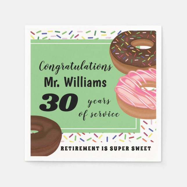 Donut och Sprinkles Pension Party Pappersservett (Framsidan)