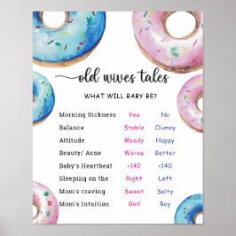 Donut Old Wives Tales Gender Reveal Board Poster