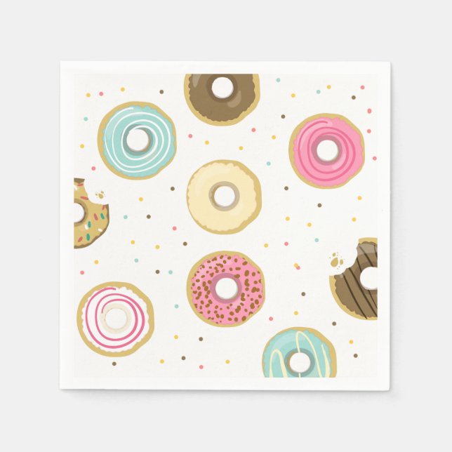 Donut Pappersservett Rosa Doughnut gullet Birthday (Framsidan)