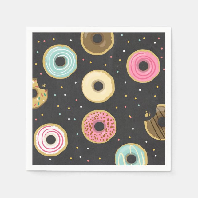 Donut Pappersservett Rosa Doughnut gullet Birthday (Framsidan)
