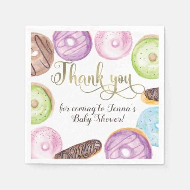 Donut Party Baby Shower Birthday Baby Reveal Pappersservett (Framsidan)