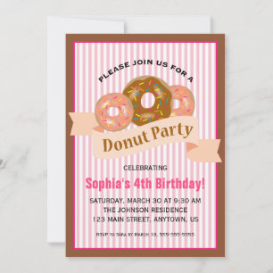 Donut Party för barnets födelsedag Inbjudningar